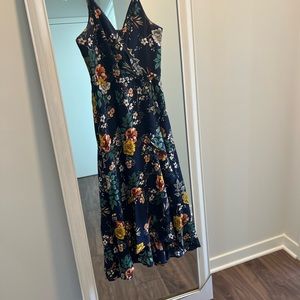 Chelsea28 Faux Wrap Navy Floral Midi Dress